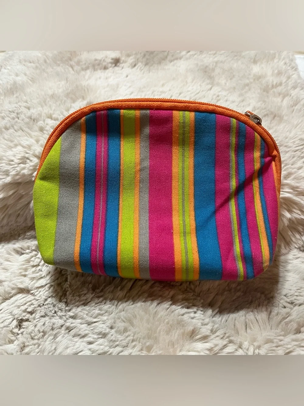Murad Multicolor Striped Cosmetic Bag - Pink, Blue, Yellow, Green, Orange 02-26
